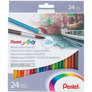 מארז 24 עפרונות אקוורל Pentel