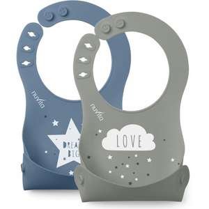 זוג סינרים מסיליקון Nuvita – אפור/כחול כהה