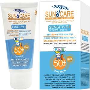 קרם הגנה Sun&Care לפנים סנסיטיב SPF50+ UVA 60 מ״ל