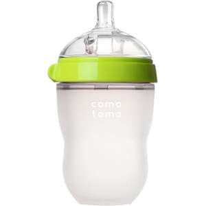 בקבוק האכלה סיליקון 250 מ״ל ComoTomo עם פתחי אוויר – ירוק