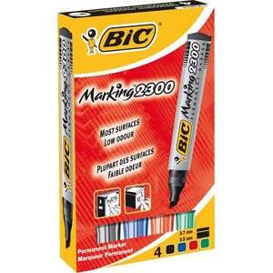 סט 4 טושים פרמננט BIC 2300 ראש שטוח