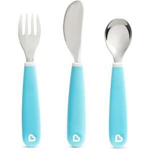 סט סכו״ם מתכת לתינוק Munchkin – כחול