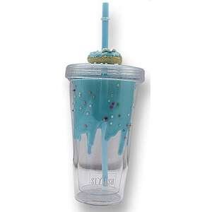 כוס שתייה עם קשית 380 מ״ל Palphot מתוקים כחול