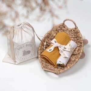 מארז חיתול טטרה + סינר בנדנה Baby Boss – חרדל