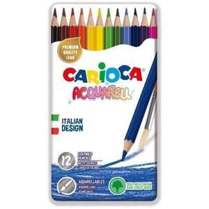 סט 12 עפרונות אקוורל בקופסת פח Carioca