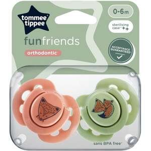 זוג מוצצים Tommee Tippee Fun Friends 0–6 חודשים – ורוד/ירוק