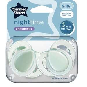 זוג מוצצים Tommee Tippee Night Time 6–18 חודשים – כחול/שקוף