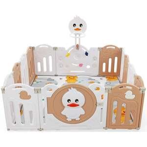 גדר פעילות ברווז 12+2 חלקים + משטח פעילות – חום/לבן