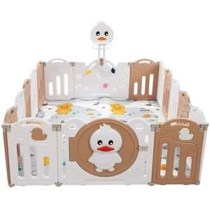 גדר פעילות ברווז 14+2 חלקים עם משטח פעילות – חום/לבן