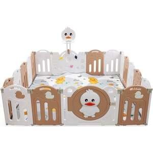 גדר פעילות ברווז 16+2 חלקים עם משטח פעילות – חום/לבן