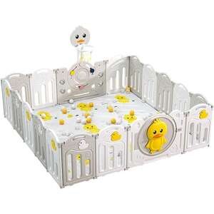 גדר פעילות ברווז 16+2 חלקים + משטח פעילות – אפור/לבן