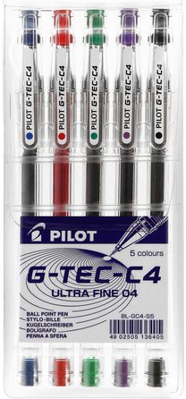 מארז עטי פיילוט 0.4 מ''מ PILOT G-TEC-C4 - סך הכל 5 צבעים