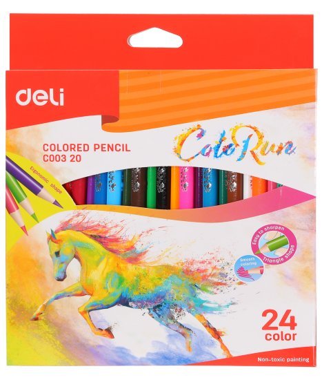 מארז עפרונות צבעוניים 24 צבעים Deli ColoRun