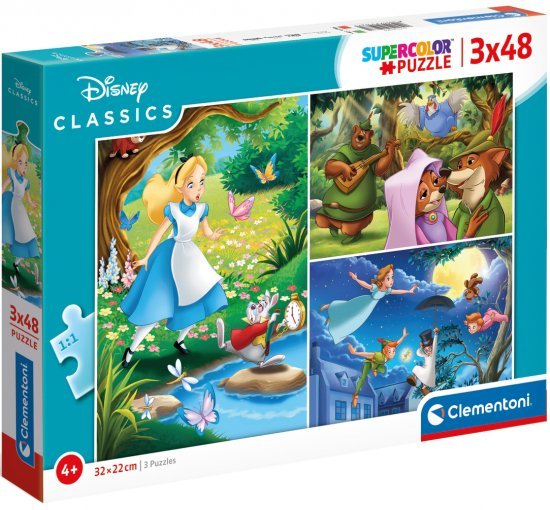שלישיית פאזלים 48 חלקים מבית Clementoni - קלאסיקות דיסני