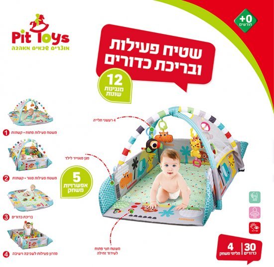 שטיח פעילות משולב בריכת כדורים מבית Pit Toys - צבע כחול