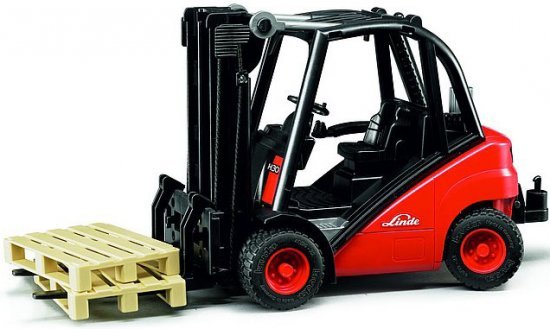 מלגזה טלסקופית Linde H30D עם 2 משטחי עץ מבית Bruder