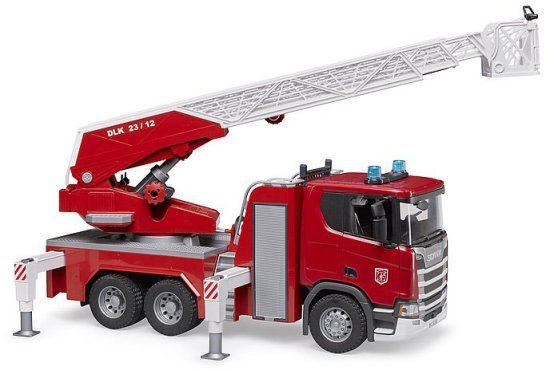 משאית כיבוי Scania 560R עם משאבת מים וסולם פונקציונלים Bruder