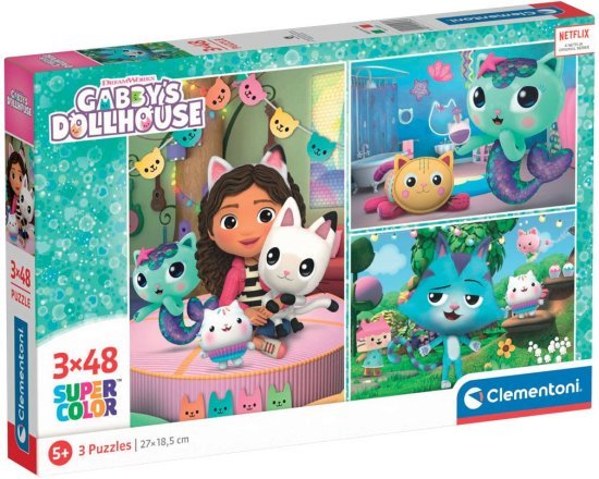 3 פאזלים צבעוניים 48 חלקים מבית Clementoni - בית הבובות של גבי