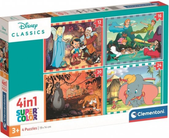 4 ב-1 פאזלים צבעוניים מבית Clementoni - קלאסיקות דיסני