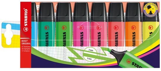 חבילת מרקרים 8 צבעים STABILO BOSS ORIGINAL