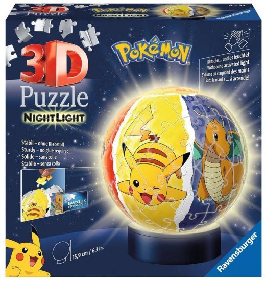 פאזל מנורת לילה כדור תלת מימד 72 חלקים מבית Ravensburger - פוקימון