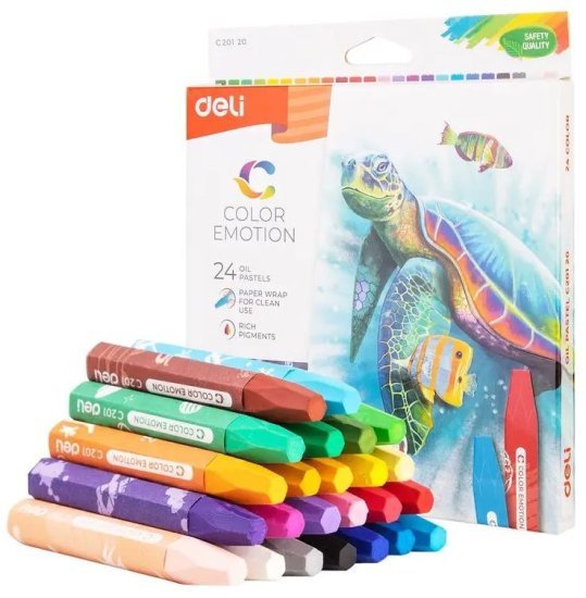 חבילת 24 צבעי שמן - גוון פסטל מבית Deli