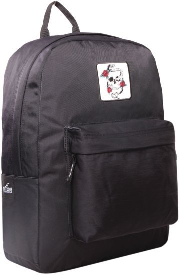 תיק גב לנוער דגם Lite Patch מבית Outdoor - צבע שחור, עיצוב גולגולת