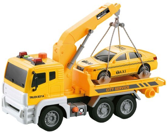 צעצוע משאית מנוף עם מונית 1:12 מבית City Service - צהוב