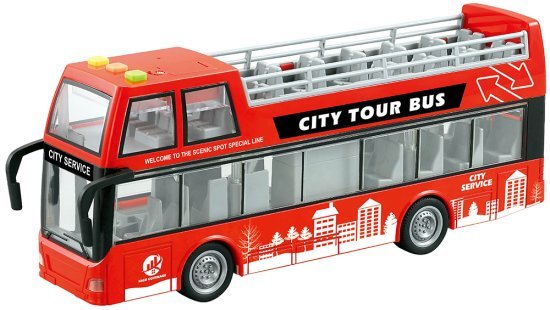 צעצוע אוטובוס תיירים גג פתוח 1:16 מבית City Service - אדום