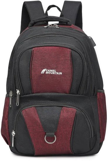 תיק גב למחשב נייד בגודל 16 אינץ’ דגם Orogeny מבית Camel Mountain - צבע שחור / אדום