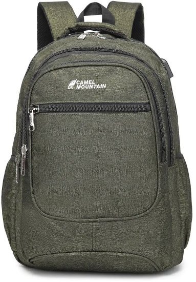 תיק גב למחשב נייד בגודל 16 אינץ’ דגם Everest מבית Camel Mountain - צבע ירוק צבאי