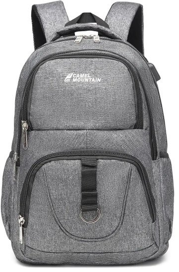 תיק גב למחשב נייד בגודל 16 אינץ’ דגם Peak מבית Camel Mountain - צבע אפור