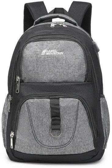 תיק גב למחשב נייד בגודל 16 אינץ’ דגם Peak מבית Camel Mountain - צבע שחור / אפור