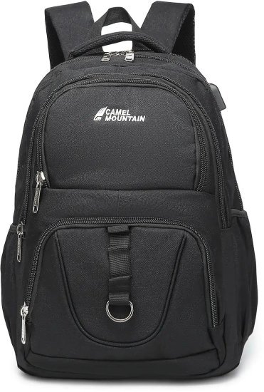 תיק גב למחשב נייד בגודל 16 אינץ’ דגם Peak מבית Camel Mountain - צבע שחור