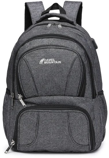 תיק גב למחשב נייד בגודל 16 אינץ’ דגם Himalaya מבית Camel Mountain - צבע אפור