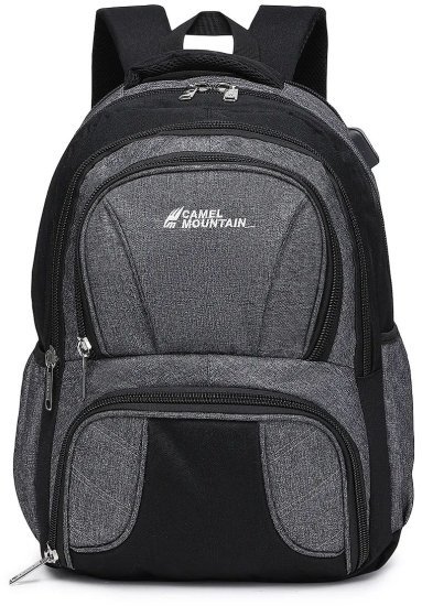 תיק גב למחשב נייד בגודל 16 אינץ’ דגם Himalaya מבית Camel Mountain - צבע שחור / אפור