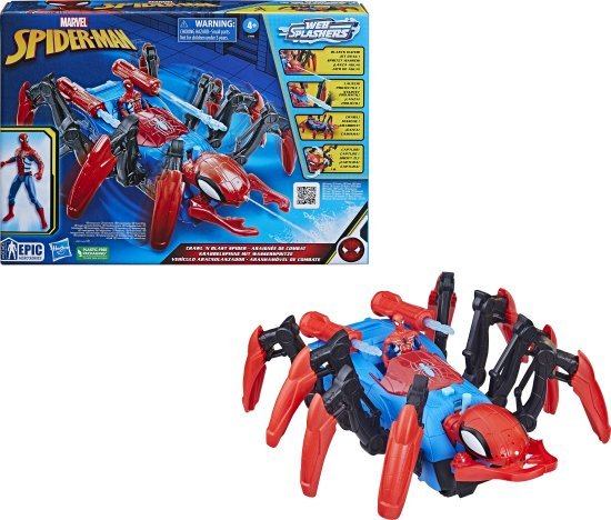 סט בובת ספיידרמן עם הרכב Crawl N Blast מבית Hasbro Marvel