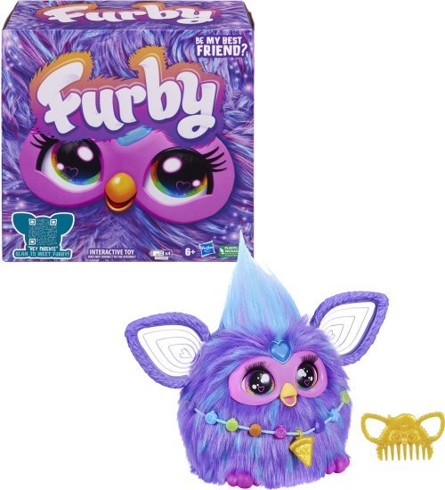 חיית מחמד 15 ס''מ אינטראקטיבית עם 15 אביזרי אופנה Hasbro Furby - סגול