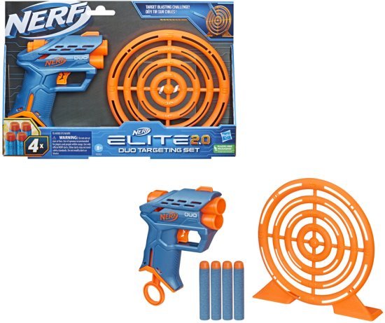 אקדח חיצים דגם Elite 2.0 Due Targeting עם מטרה וארבע חיצים מבית Hasbro Nerf