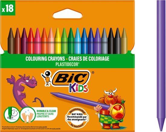 חבילת 18 קריונים לצביעה BIC Kids Plastidecor