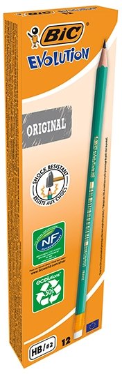 חבילת 12 עפרונות גרפיט HB עם מחק BIC Ecolutions Evolution