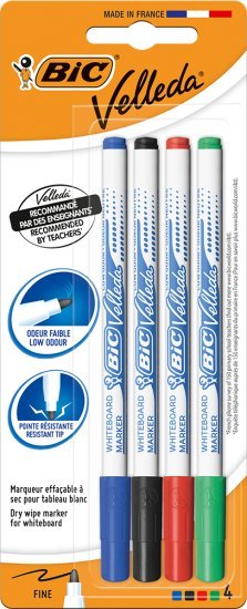 חבילת 4 טושים דקים ללוח מחיק BIC Velleda Fine