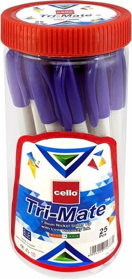חבילת 25 עטים כדוריים 1.0 דגם Cello TRIMATE מבית BIC - צבע כחול