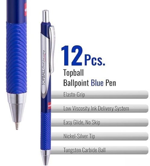 חבילת 12 עטים כדוריים לחיצים 0.7 דגם Cello Topball מבית BIC - כחול