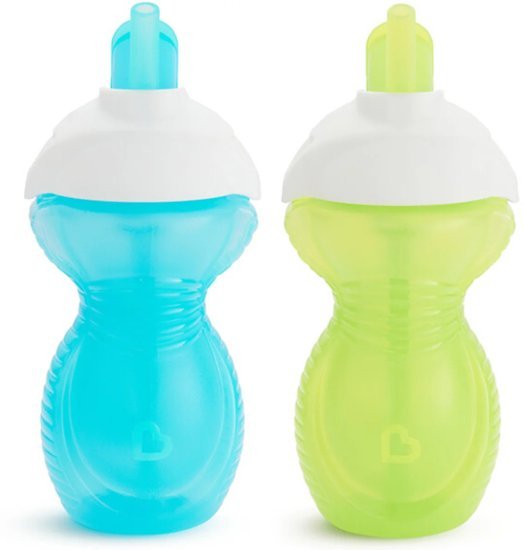 זוג כוסות שתייה קליק קלאק עם קשית 266 מ''ל Munchkin - כחול וירוק