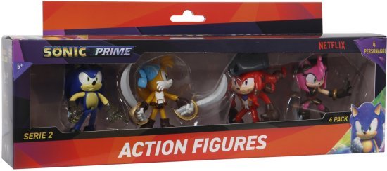 מארז 4 בובות אספנות 7.5 ס''מ Sonic Prime - סוניק, טיילס, נאקלס ורוז