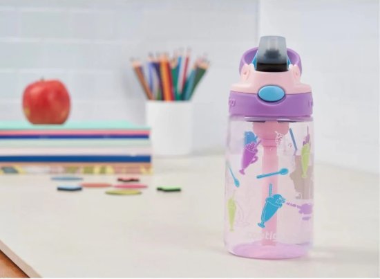 בקבוק שתיה לילדים דגם Gizmo Easy Clean מבית Contigo - צבע סגול-ורוד שייקים - 420 מ''ל