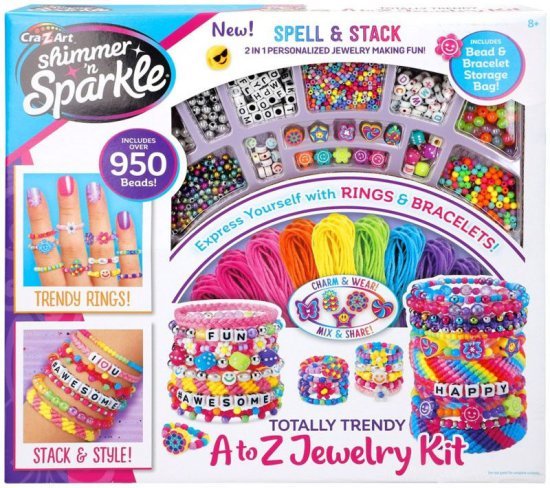 ערכה להכנת צמידים וטבעות מבית CrazArt - חרוזים ואותיות A-Z