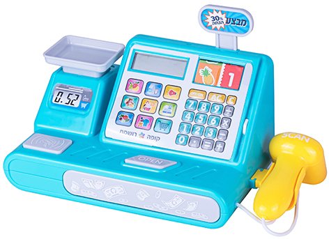 קופה רושמת דוברת עברית מבית Spark Toys - תכלת