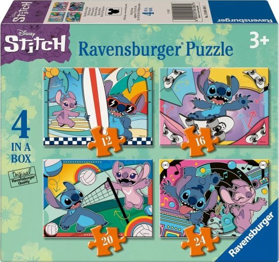 4 פאזלים 12x16x20x24 חלקים מבית Ravensburger - דיסני לילו וסטיץ'